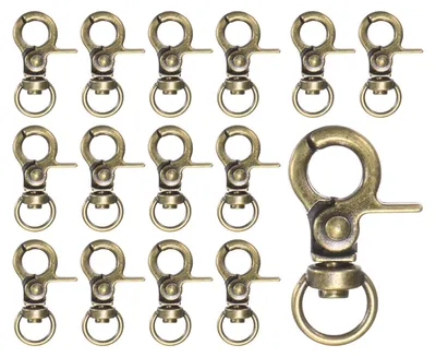 15er-Pack Dreh-Karabinerhaken, Zinklegierung, Bronze, 30,8 x 18 mm