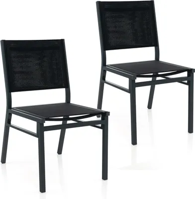 Produktbild von KOMFOTTEU Gartenstuhl mit hoher Rückenle, Bistrostuhl aus Stoff und Metall, Balkonstuhl bis 150 kg belastbar, Terrassenstuhl ohne Armlehnen, Essstuhl für Terrasse, Balkon, Partys (2)
