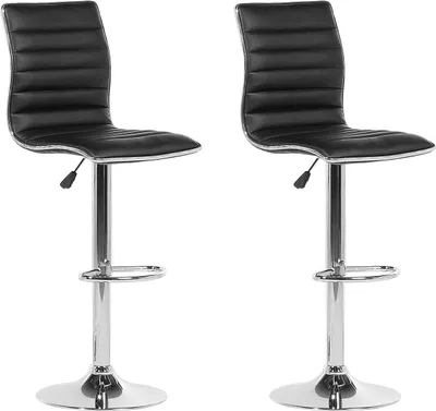 Produktbild von BELIANI Barhocker 2er Set Schwarz Kunstleder Silber Metall Höhenverstellbar Modern Wohnzimmer Esszimmer Möbel
