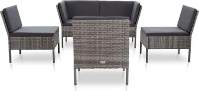 Obrázek produktu pro vidaXL 6dílná zahradní lounge souprava s polštáři Poly Rattan Grey