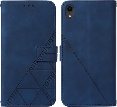 Produktbild von iPhone XR Hülle, Schlank Prägung Flip Leder Kartenfächer Schutzhülle mit Ständer für iPhone XR Blau