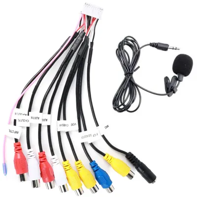 20-Pin Ausgangskabel für Auto Stereo, 3,5 mm Mikrofon, 9x RCA Adapter