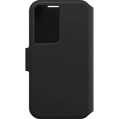 A black smartphone case is shown against a white background.