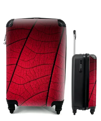 Produktbild von MuchoWow® Koffer Handgepäck Trolley Rollkoffer Kleine Reisekoffer mit 4 Rollen - Rote Blätter mit vielen Adern - Cabin Size < 55x40x23 cm & 55x40x20 cm - Fotokoffer - Kabinenkoffer - Boardgepäck - Reise-Box - Reisekoffer - Reisegepäck - Koffer mit Bild - Trolley für Kinder
