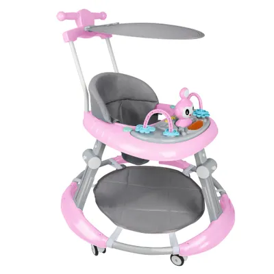 Produktbild von Lauflernhilfe Faltbarer Baby Lauflernwagen Höhenverstellbare mit Musik Spielset Rosa