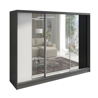 Productafbeelding van Schuifdeurschrank VENA: Garderobekast met 3 deuren, 3 spiegels en 3 kledingroedes – functionaliteit en elegantie!