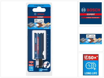 Zdjęcie produktu dla Bosch Expert Tough Material - Otwornica - do plastiku, cegieł, miękkich płytek, blach ze stali nierdzewnej, drewna z metalem - 25 mm