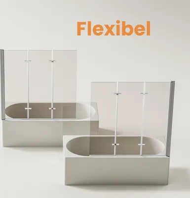 Image de Heilmetz Baignoire à poser 130x140cm Baignoire Paroi de douche avec triple porte pliante Nano-revêtements 6mm verre de sécurité