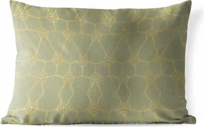 Produktbild von MuchoWow® Outdoor Kissen - Muster - Grün - Gold - Linie - 50x30 cm - Wetterfest - Lounge Kissen - Sofa kissen - Wohnzimmer Dekoration