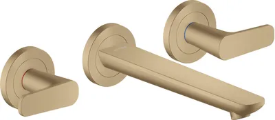 Imagen del producto de Grifo de lavabo de tres orificios Axor Citterio C o S, color bronce, montaje en pared, alcance de 193 mm