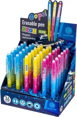 Zdjęcie produktu dla Długopis wymazywalny 0,5mm Neon (36szt) ASTRA