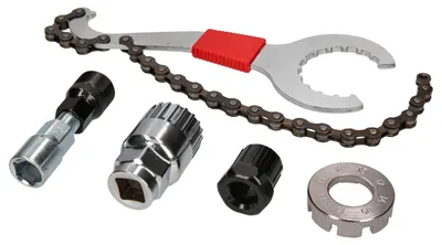 Produktbild von windmeile | 5in1 Fahrrad Werkzeug Set, Multitool, Kurbelabzieher, Kassettenabzieher, Innenlagerschlüssel, Nippelspanner, E-Bike, Pedelec