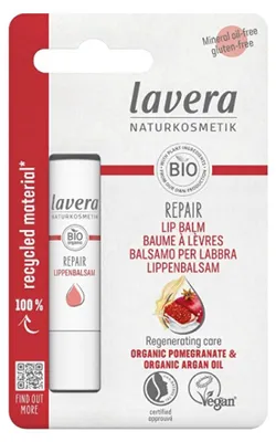 Produktbild von Lavera Repair Lippenbalsam, Lippenbalsam, Farblos, Frauen, trockene Haut, Arganöl, Feuchtigkeitsspendend, Regenerierend, Reparatur, Glättend, Weichmachend