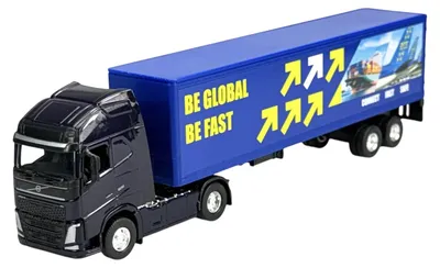 Obrázek produktu pro Welly Volvo FH + přívěs Be Global, měřítko 1:64, kovový model,  v krabici, kód 68051