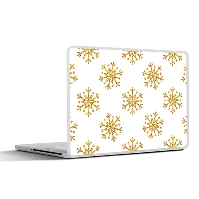 Produktbild von MuchoWow® Laptop Aufkleber Sticker Cover Schneeflocke - Gold - Glitter - Weihnachten - Design 25x18 cm - Laptop-Deko