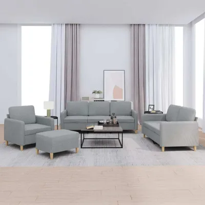 Produktbild von Cloris DesignMöbel 4-tlg. Sofagarnitur mit Kissen Hellgrau Stoff , Schlafsofas 2024 Neu