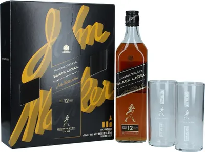 Produktbild von Johnnie Walker Black Label 12 Jahre - Geschenkset mit 2 Gläsern - Blended Scotch Whisky