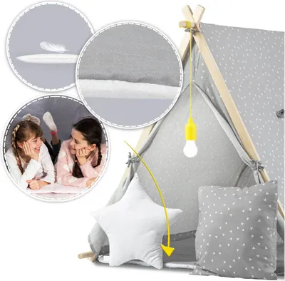 Produktbild von Nukido Kinderhauszelt mit Lampe - Grau