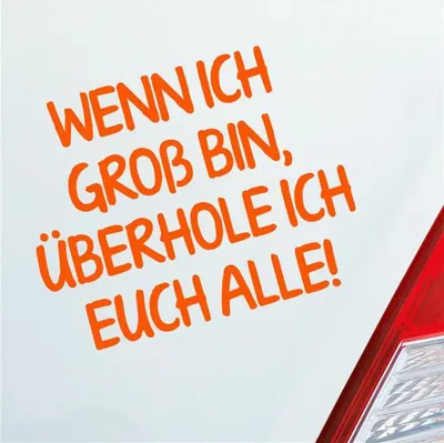 Produktbild von Auto Aufkleber Wenn ich groß bin, überhole ich euch alle! 12x9 cm Orange Sticker Heckscheibenaufkleber