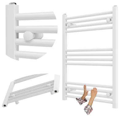 Obrázok produktu pre Granitan - Kúpeľňový radiátor - Rebríkový radiátor 60x80 cm - Radiátor biely - 370 W - BRENO