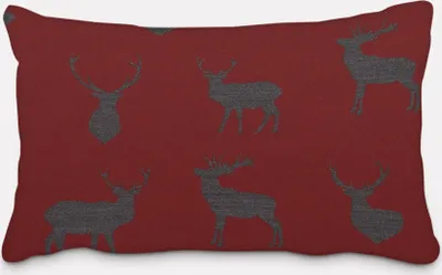 Produktbild von SCHÖNER LEBEN. Kissenhülle mit Hirschen rot grau verschiedene Größen Größe 60x80cm (HxB) 60x80cm (HxB) Größe