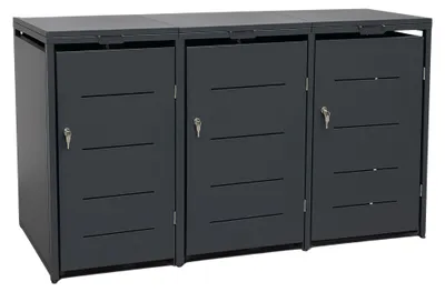 Produktbild von Metall Mülltonnenbox 3er Mülltonnenverkleidung 196 x118 cm Conta Anthrazit