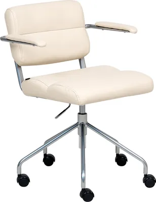 Obrázek produktu pro BELIANI Kancelářská židle krémově bílá umělá kůže otočná nastavitelná výška s područkami moderní kancelářský retro styl pracovna