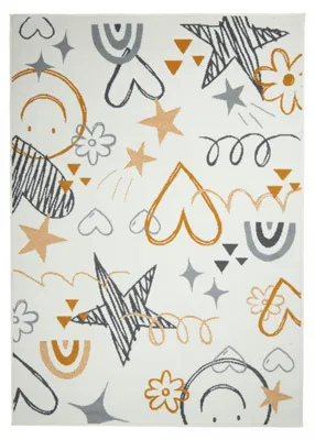 Image de Tapis pour enfants LYN49 KID, motifs ludiques d'étoiles et de cœurs