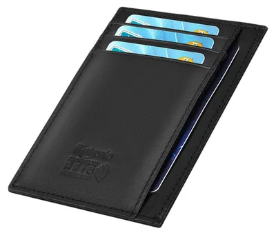 Zdjęcie produktu dla Minimalistyczne etui na karty kredytowe, czarne, bez zamka błyskawicznego, wymiary: 11,2 x 8,3 x 1 cm