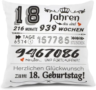 Productafbeelding van 18 voor meisjes en jongens - kussensloop Gefeliciteerd met de 18e verjaardag! - Geschenken voor 18-jarige meisjes en jongens