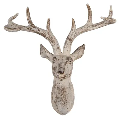 Produktbild von Clayre & Eef Wanddekoration Hirsch 33x16x37 cm Beige Kunststoff