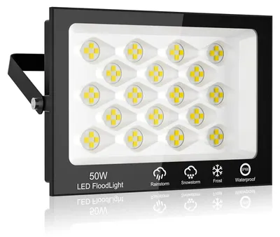 Immagine prodotto di Fari a LED per esterni - 50 W - 3000 K (bianco caldo) - Confezione da 5 pezzi - Grado di protezione IP66 (resistente all'acqua) - 220–240 V