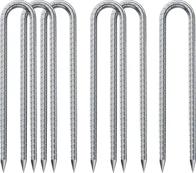 Produktbild von Bodenanker Trampolin,Schwerlast【J/Uförmige】 Metall 32cm Boden Heringe Erdnägel Verzinkt Erdspieß Bauanker Nagel Zeltnagel mit Meißelspitze am Ende, Zelt,Trampolin (6, Silber-U förmige)