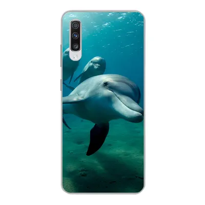 Produktbild von MuchoWow® Handyhülle Schutzhülle Hülle für Samsung Galaxy A70 Wasser - Delphin - Blau Silikon Softcase Handy Hülle - Schutzhaube