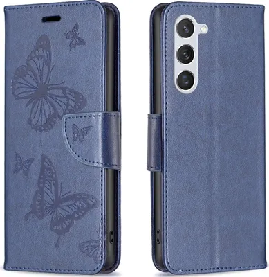 Produktbild von Mobigear Butterfly  Samsung Galaxy S24 Hülle Klapphülle Geldbörse - Blau