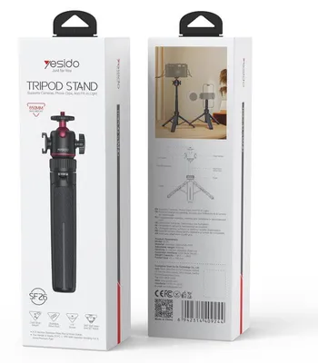 Zdjęcie produktu dla Yesido Sf26 Tripod Z Uchwytem Na Kamerę I Lampę Doświetlającą <65Cm, Czarny