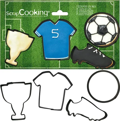 Produktbild von SCRAP COOKING 4 Ausstechformen Fußball – Keksausstecher aus Edelstahl – Fußball,