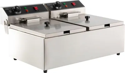 Image de Friteuse professionnelle 2 x 6 litres - modèle de table, 230 V, acier inoxydable