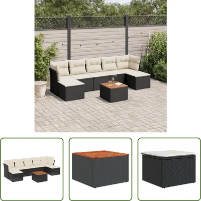 Produktbild von The Living Store 8-tlg. Garten-Sofagarnitur mit Kissen Schwarz Poly Rattan