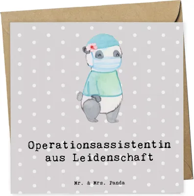 Produktbild von Mr. & Mrs. Panda Grußkarte Operationsassistentin Leidenschaft - Grau Pastell - Geschenk, Ausbildung, faltkarte, Lustig, OTA, Spruch, anlasskarte, Klappkarte, doppelkarte