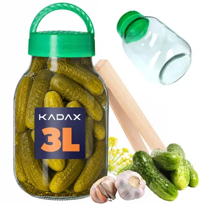 Produktbild von KADAX Einweckglas mit Zangen "Hogatza", Gurkenglas mit Deckel aus Kunststoff, Einkochgläser, 3L