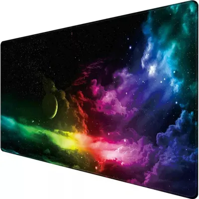 Image de Tapis de souris XXL - Gaming - 900 x 400 mm - Motif cosmique - Noir