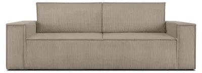 Produktbild von KONSIMO Schlafsofa in Pet Friendly Cord-Stoff mit Armlehnen und Bettzeugcontainer "NAPI", Beige, Cordstoff, Loft, 244x89x101 cm