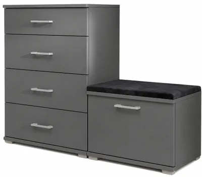Produktbild von Schuhschrank Set mit Sitzbank Grau, 85x110x35 cm, Garderobe