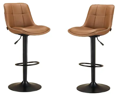 Obrázok produktu pre Sada dvoch barových stoličiek – ergonomický dizajn – hnedá farba – 44 x 48 x (90-112) cm