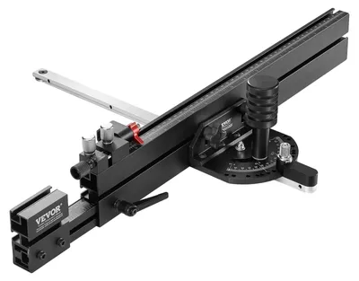 Image de Guide d'onglet VEVOR, fente standard 19 x 9,5 mm, alliage d'aluminium avec quadrillage 48-89 cm, 15 butées angulaires, piston réglable et disque amovible, pour le travail du bois