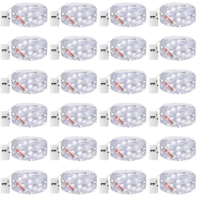 LED-Lichterkette 20er, kaltweiß, 2 m, 6er-Set mit Timer