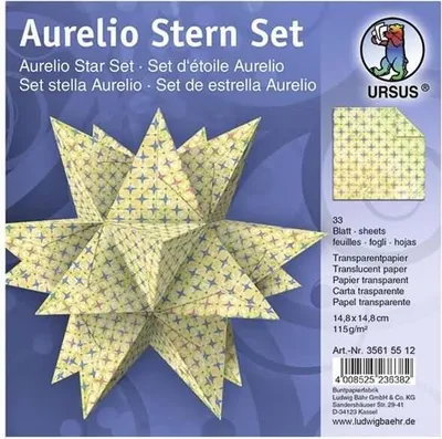 Produktbild von Faltblätter Aurelio Stern Transparentpapier 115g/qm 14,8x14,8cm VE=33 BLatt Paradies gelb