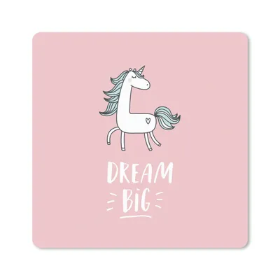 Produktbild von MuchoWow® Mauspad Mousepad Einhorn - Kinder - Zitate - Große Träume - Mädchen - Rosa 30x30 cm - Mousepads - Maus Mat - Pad - Mausunterlage - Gaming