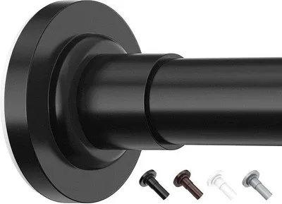 Produktbild von Famanu Duschvorhangstange teleskopisch 48-155 cm schwarz - ohne Bohren